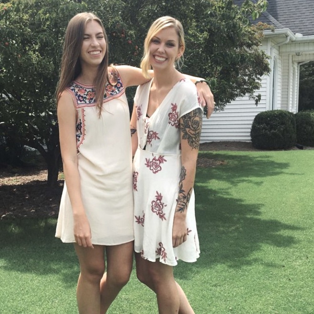 Sadie & Sage • Cream and Red Embroidered Dress